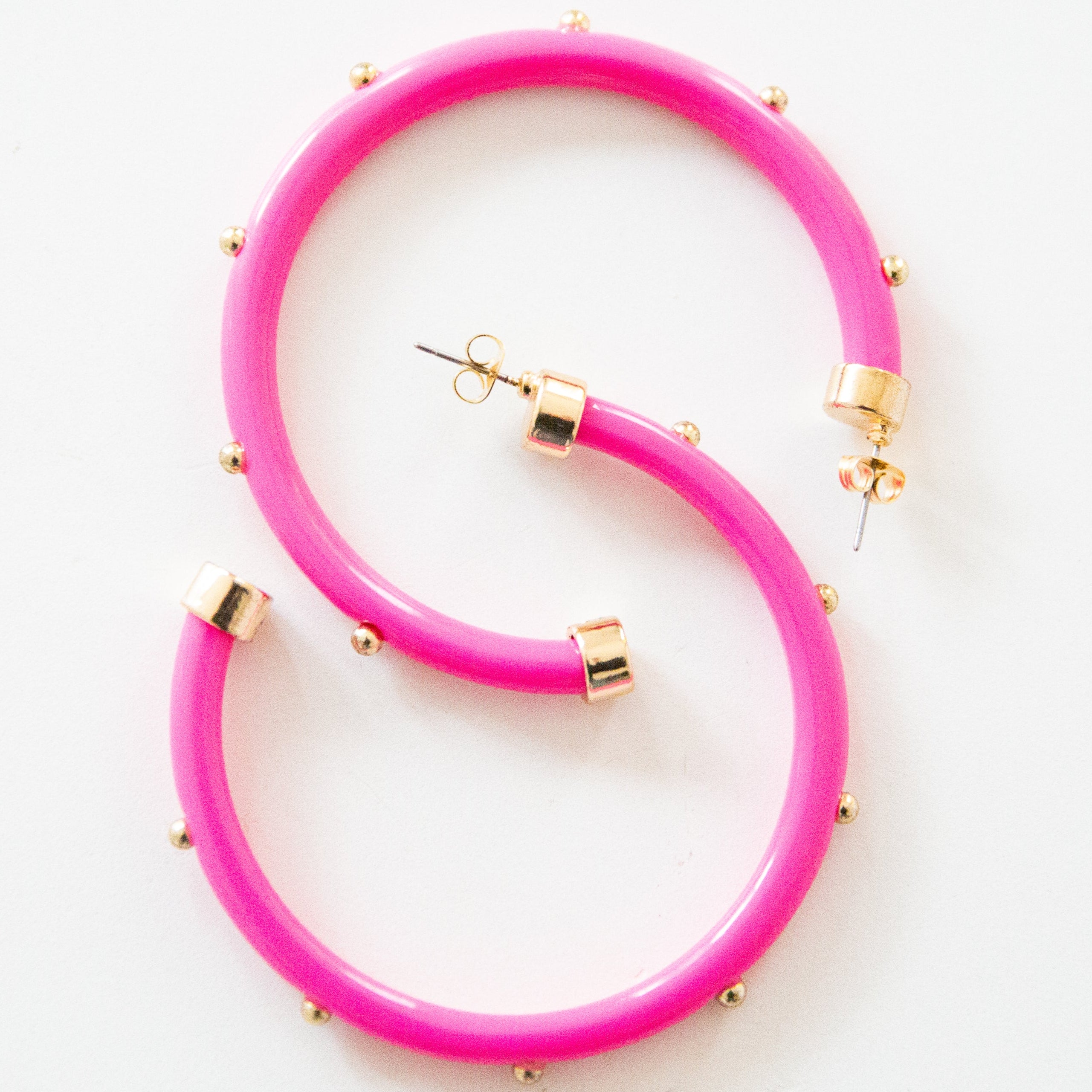 Hoops - Hot Pink with Gold Balls