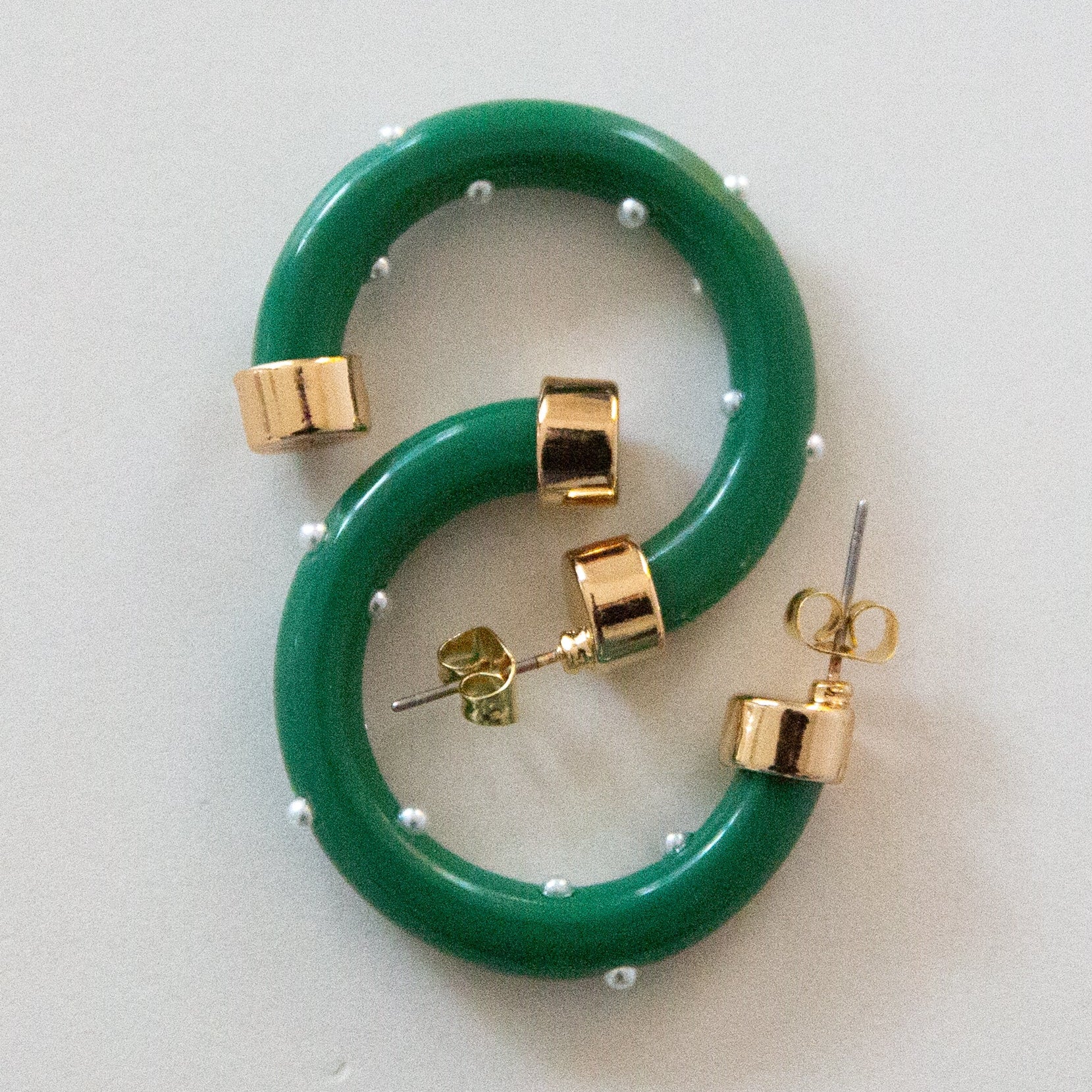 Mini  Hoops - Kelly Green with Pearls