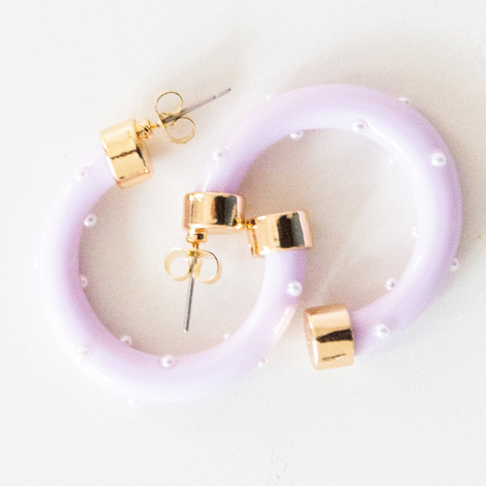 Mini  Hoops - Lavender with Pearls