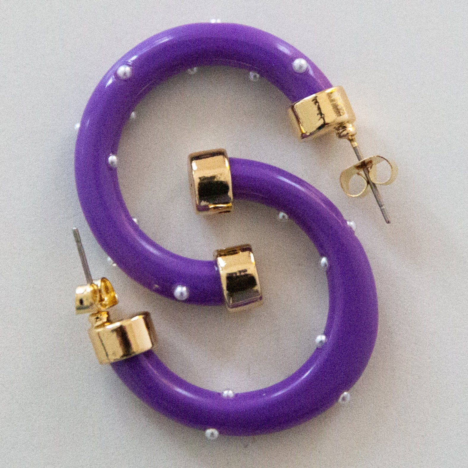 Mini Hoops - Purple with Pearls